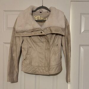 Cream Jacket with Faux Fur Collar